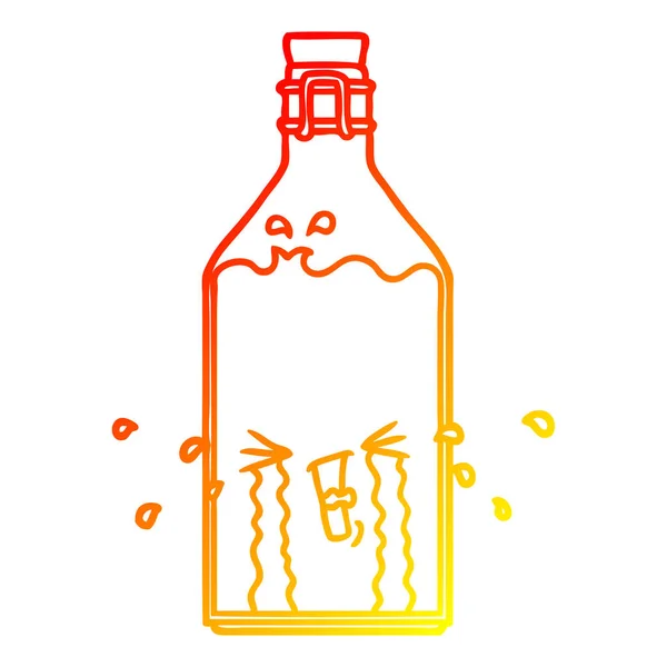 Warm gradient line drawing cartoon old bottle — Stock Vector