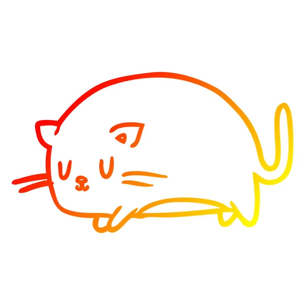 Linha gradiente quente desenho bonito gato gordo — Vetor de Stock