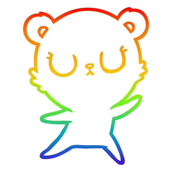 Arco iris gradiente línea dibujo pacífico dibujos animados oso polar — Vector de stock