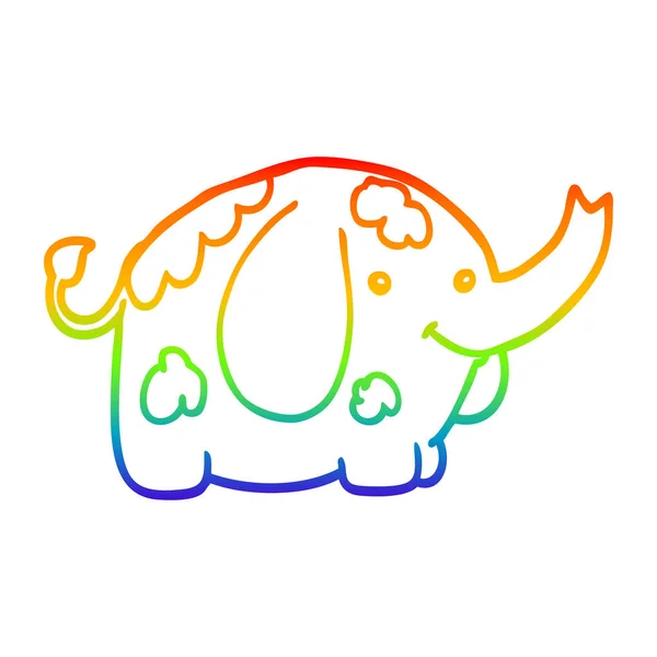 Regenbogen-Gradienten-Linie Zeichnung Karikatur Elefant — Stockvektor