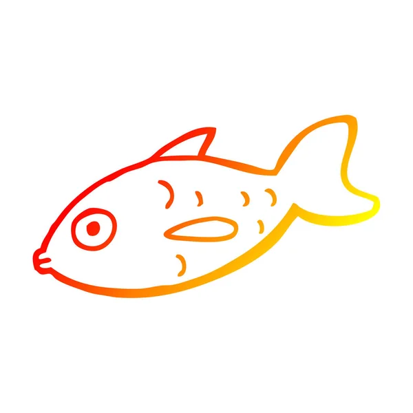 Línea de gradiente caliente dibujo dibujos animados peces — Vector de stock