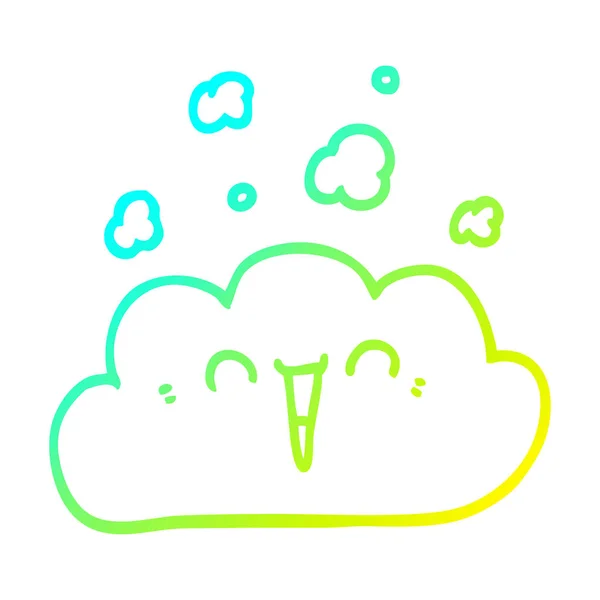 Línea de gradiente frío dibujo dibujos animados nube feliz — Vector de stock