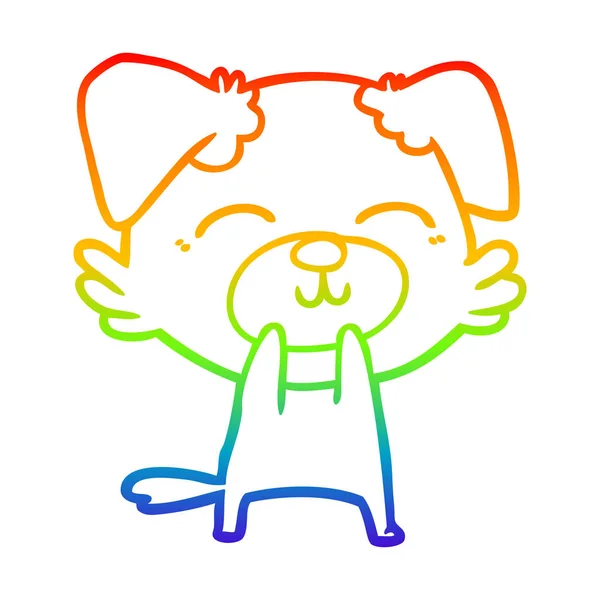 虹のグラデーションライン描画漫画の犬 — ストックベクタ