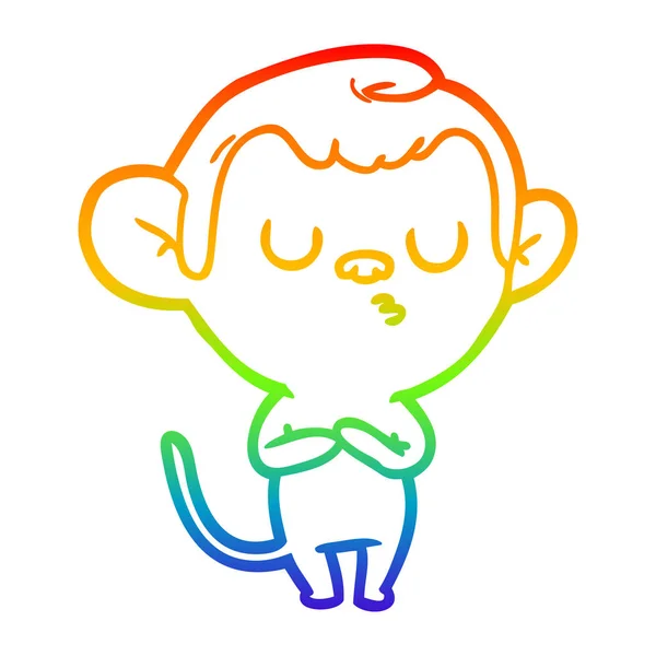 Regenboog gradiënt lijntekening cartoon Monkey — Stockvector