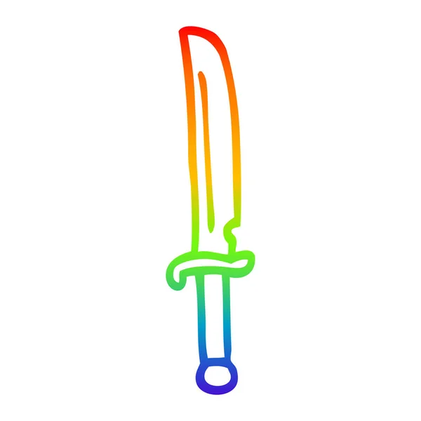 Regenbogen Gradienten Linie Zeichnung Cartoon Messer — Stockvektor