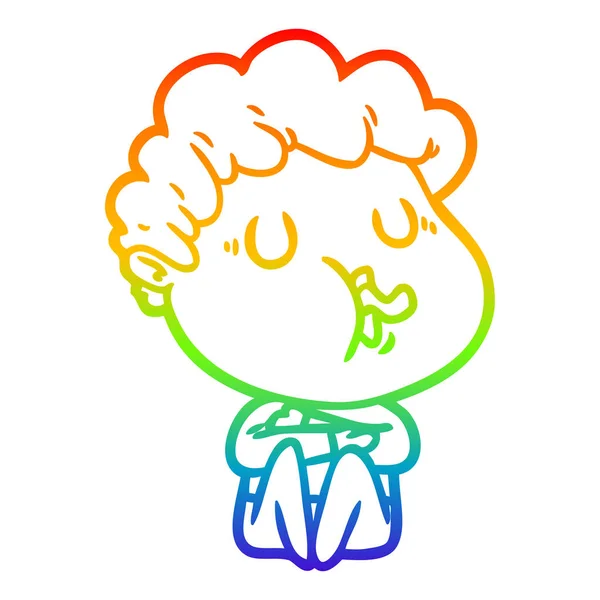 Regenboog gradiënt lijntekening cartoon man zingen — Stockvector