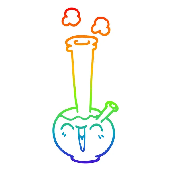 Rainbow Gradient Line Zeichnung Cartoon Bong — Stockvektor