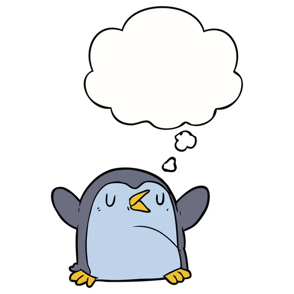 Cartoon pinguïn en gedachte Bubble — Stockvector