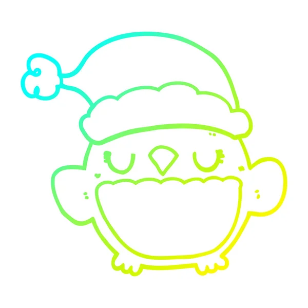 Línea de gradiente frío dibujo lindo búho de Navidad — Vector de stock