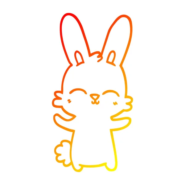 Warm gradient line drawing cute cartoon rabbit — Stock Vector