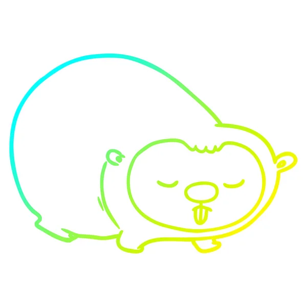 Cold gradient line drawing cartoon wombat — Stock Vector