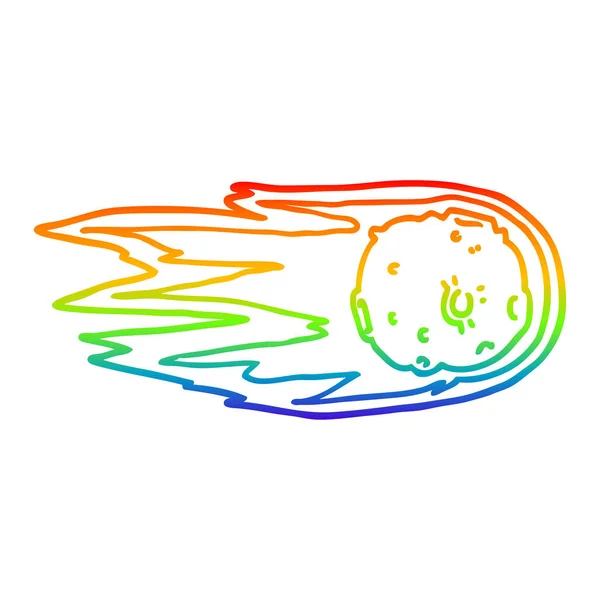 Regenboog gradiënt lijntekening cartoon Comet — Stockvector