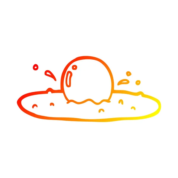 Línea de gradiente caliente dibujo dibujos animados huevo frito — Vector de stock