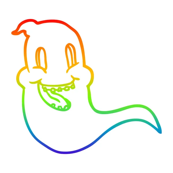 Línea de gradiente arco iris dibujo fantasma espeluznante — Vector de stock