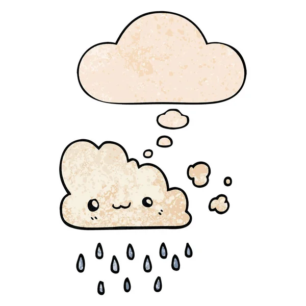 Cartoon Storm wolk en gedachte bubble in grunge textuur patroon — Stockvector