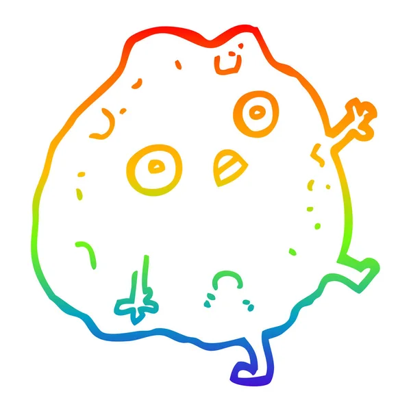 Linea gradiente arcobaleno disegno cartone animato roccia cadere — Vettoriale Stock