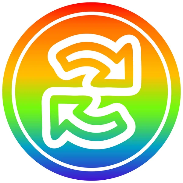 Reciclagem flecha circular no espectro do arco-íris — Vetor de Stock