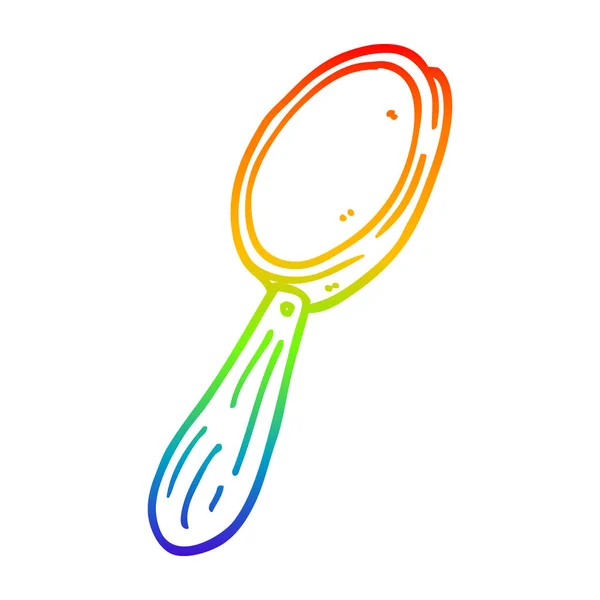 Arco iris gradiente línea dibujo dibujos animados lupa — Vector de stock