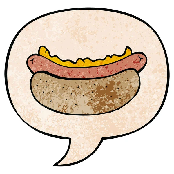 Cartoon-Hotdog und Sprechblase im Retro-Stil — Stockvektor