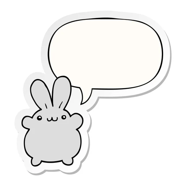 Bande dessinée lapin et bulle de parole autocollant — Image vectorielle