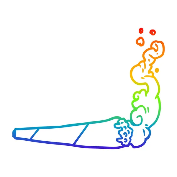 Rainbow gradient ligne dessin marijuana joint — Image vectorielle