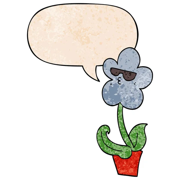 Cool karikatura květin a řeči ve stylu retro textury — Stockový vektor
