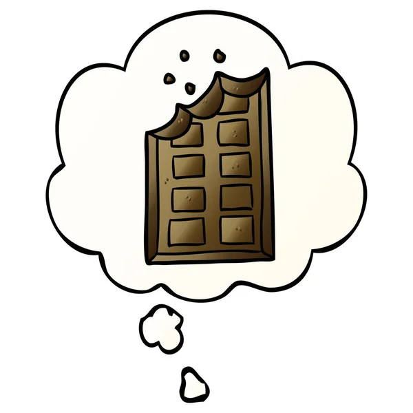 Barra de dibujos animados de chocolate y burbuja de pensamiento en gradiente suave s — Vector de stock