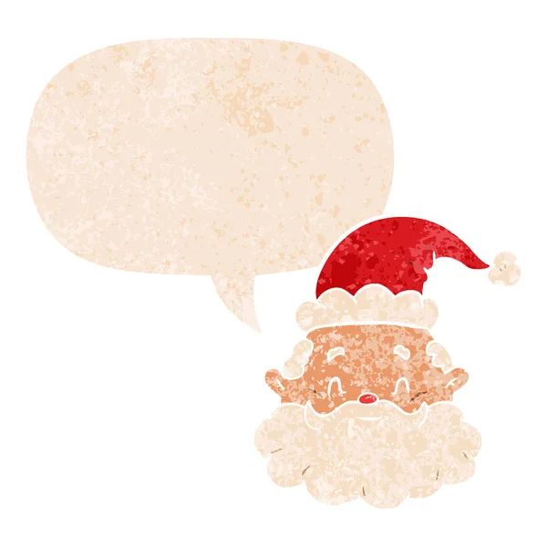 Cartoon santa claus and speech bubble in retro textured style — Stock Vector