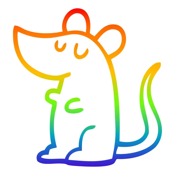 Linea gradiente arcobaleno disegno cartone animato mouse — Vettoriale Stock