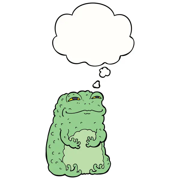 Karikatür kendini beğenmiş kurbağa ve düşünce balonu — Stok Vektör