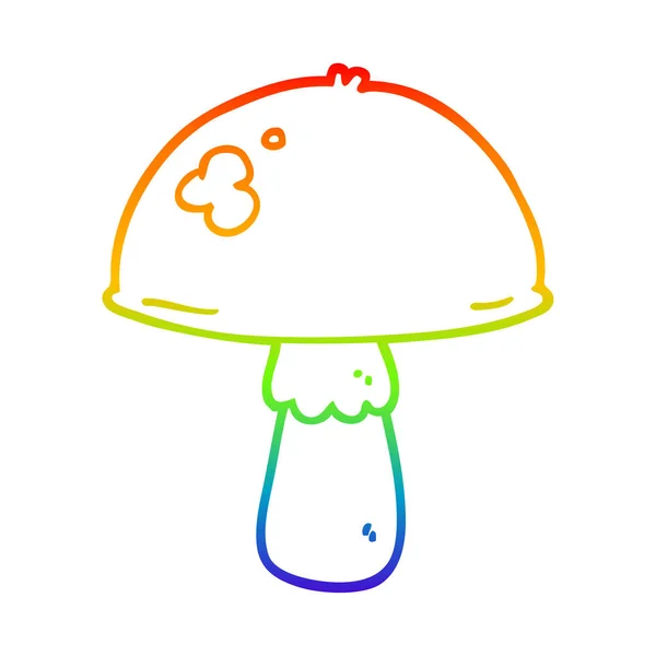 Linea gradiente arcobaleno disegno fungo cartone animato — Vettoriale Stock