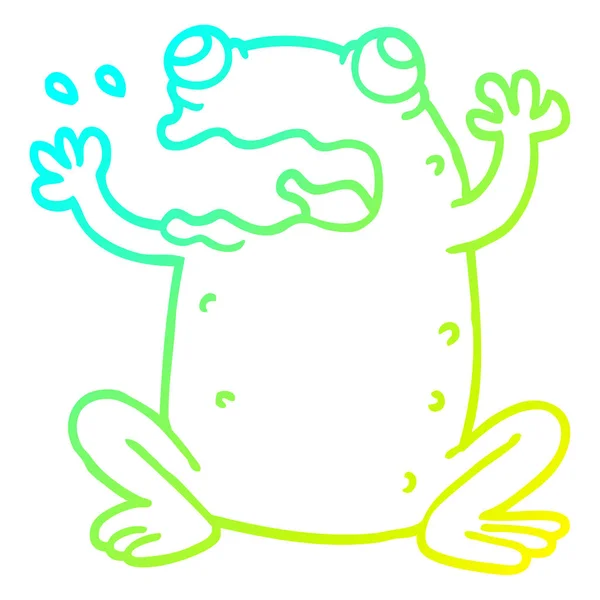 Холодна градієнтна лінія малювання мультяшної вибухової жаби — стоковий вектор