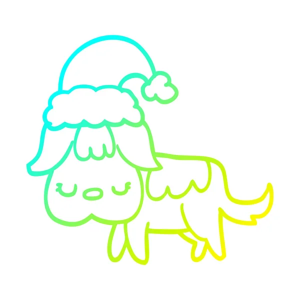 Hideg színátmenet vonal rajz aranyos karácsonyi kutya — Stock Vector