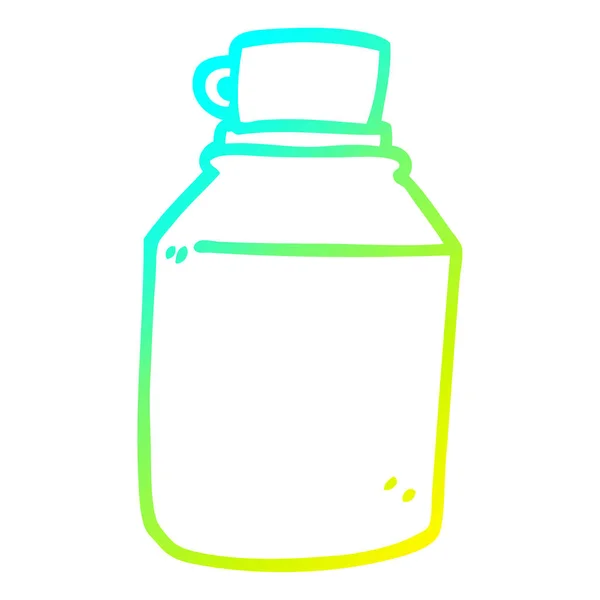 Línea de gradiente frío dibujo dibujos animados bebidas calientes frasco — Vector de stock