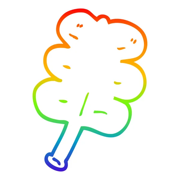 Regenbogen Gradienten Linie Zeichnung Cartoon herbstlichen Blatt — Stockvektor