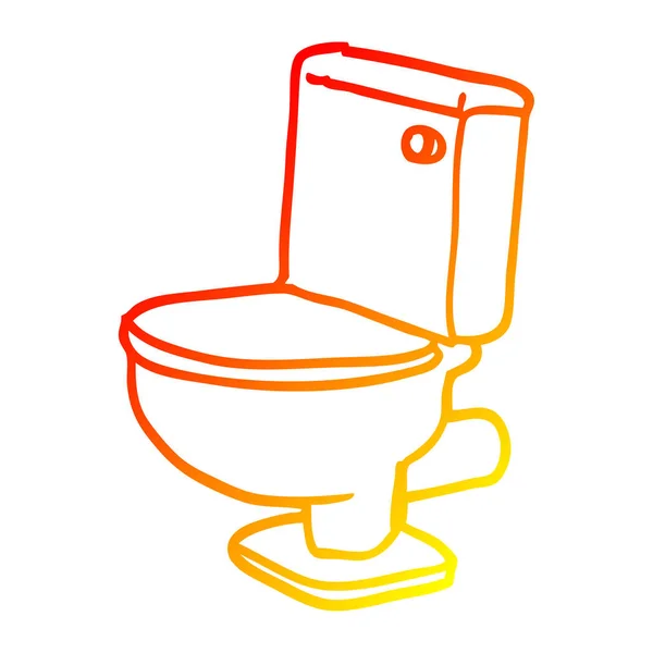 Warme kleurovergang lijntekening cartoon gouden toilet — Stockvector