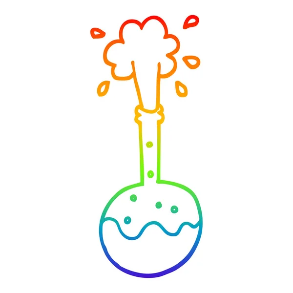 Arco-íris linha gradiente desenho cartoon ebulição ciência beaker — Vetor de Stock