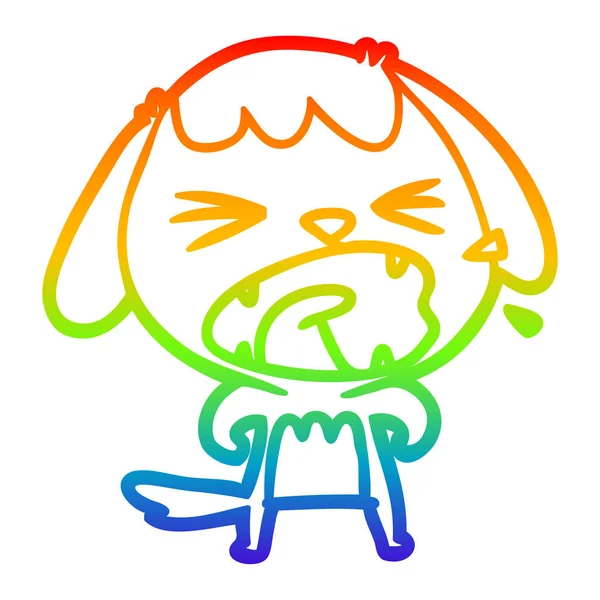 Regenbogen Gradienten Linie Zeichnung niedlichen Cartoon Hund — Stockvektor