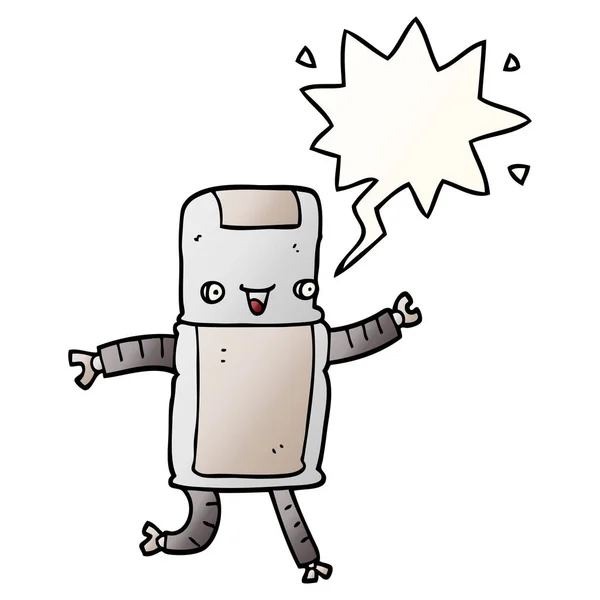 Καρτούν ρομπότ και φούσκα ομιλίας σε ομαλό στυλ ντεγκραντέ — Διανυσματικό Αρχείο