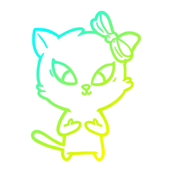 Kall gradient linje ritning tecknad katt — Stock vektor