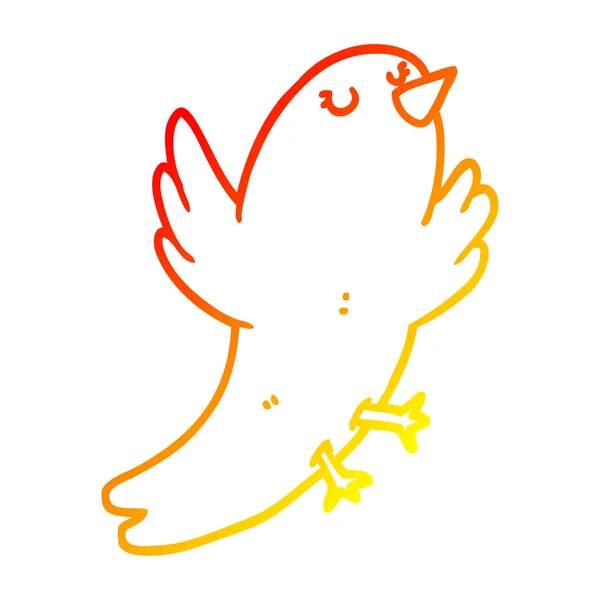 Тепла градієнтна лінія малювання мультяшного птаха — стоковий вектор