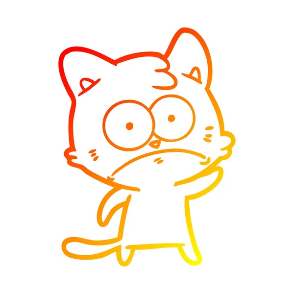 Linea gradiente caldo disegno cartone animato gatto nervoso — Vettoriale Stock