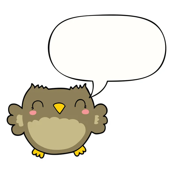 Cute cartoon owl and speech bubble — Stock Vector