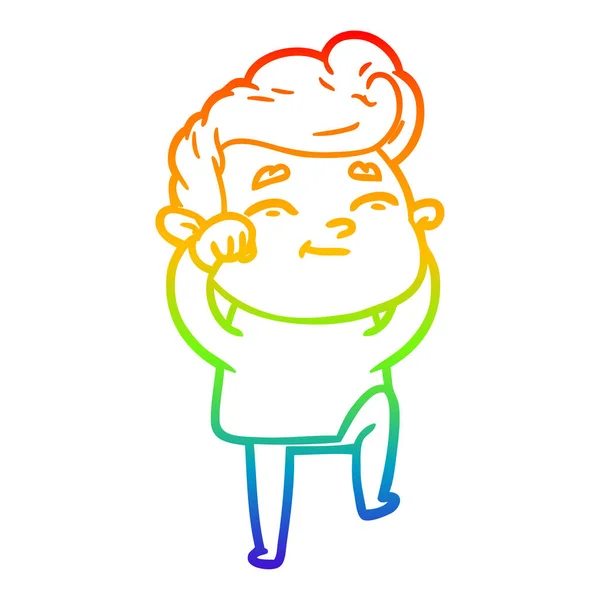 Arco iris gradiente línea dibujo feliz dibujos animados hombre — Archivo Imágenes Vectoriales