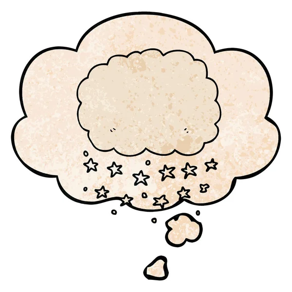 Мультяшное облако дождя и мыслепузырь в гранж текстуре — стоковый вектор