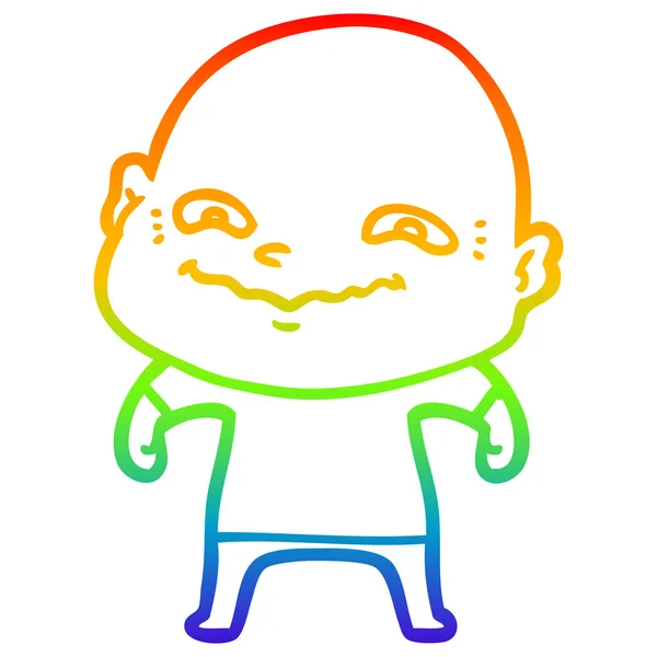 Arcobaleno gradiente linea disegno cartone animato raccapricciante ragazzo — Vettoriale Stock