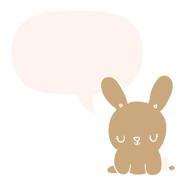 Mignon lapin dessin animé et bulle de parole dans le style rétro — Image vectorielle