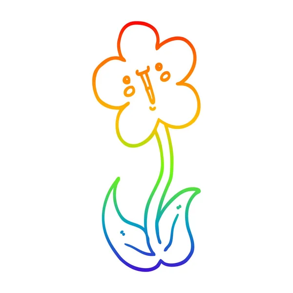 Regenbogen Gradienten Linie Zeichnung Cartoon Blume — Stockvektor