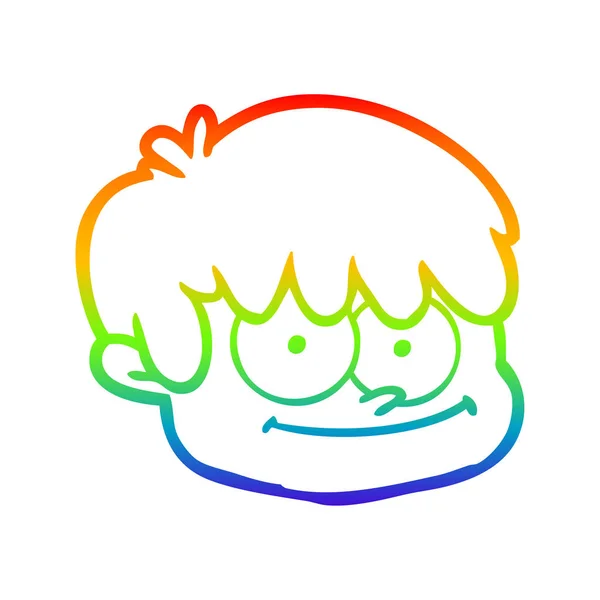 Rainbow gradient ligne dessin dessin animé visage masculin — Image vectorielle