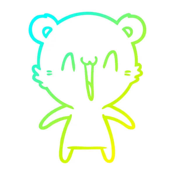 Холодная градиентная линия рисунок счастливый белый медведь мультфильм — стоковый вектор